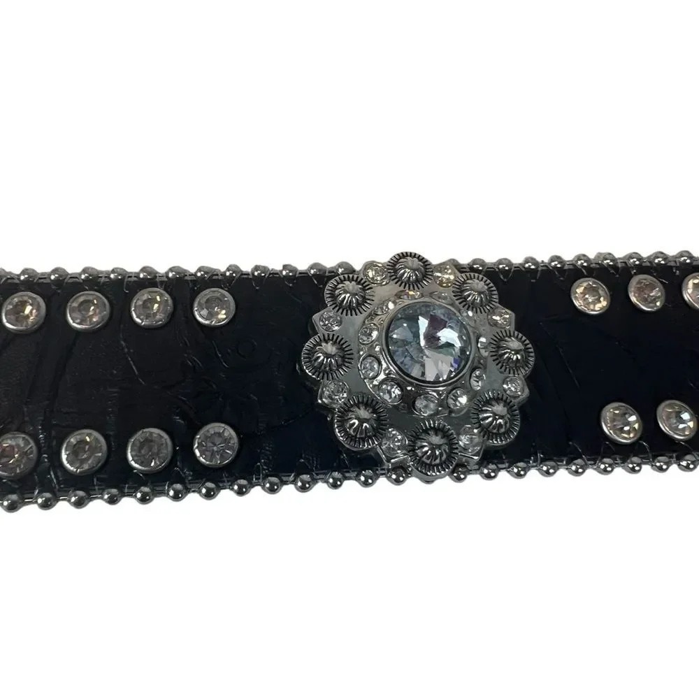 Blazin Roxx Black Studded Concho Belt Belt Women’s Medium Embellished Silver